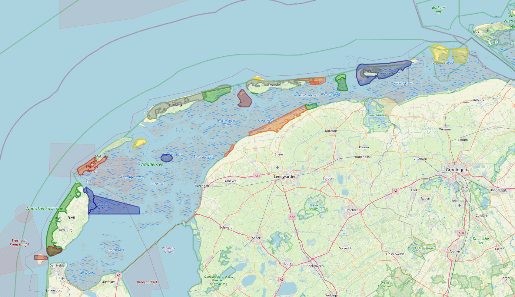 Overzicht beheerders natuurgebieden Waddenzee